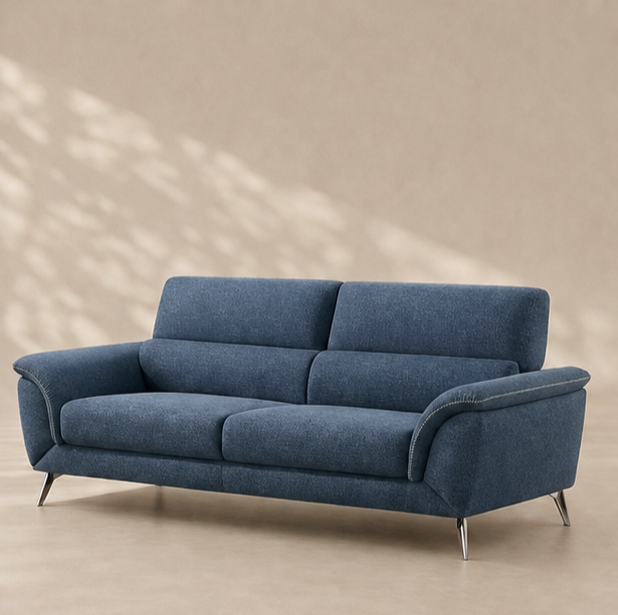 Contemporary Blue Upholstered Sofa