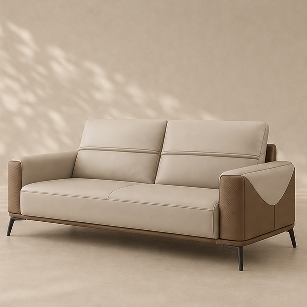 Modern Two-Tone Leather Sofa