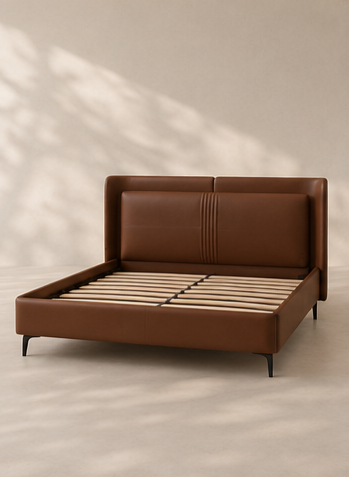 Artisan Crafted Leather Platform Bed