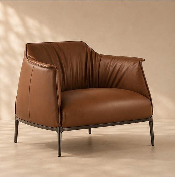 Artisan Cognac Leather Lounge Chair