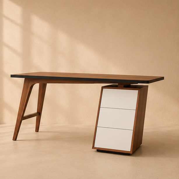Artisan Walnut & White Executive Desk