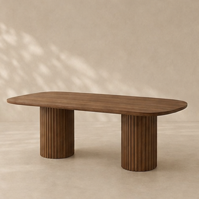 Ribbed Walnut Dining Table