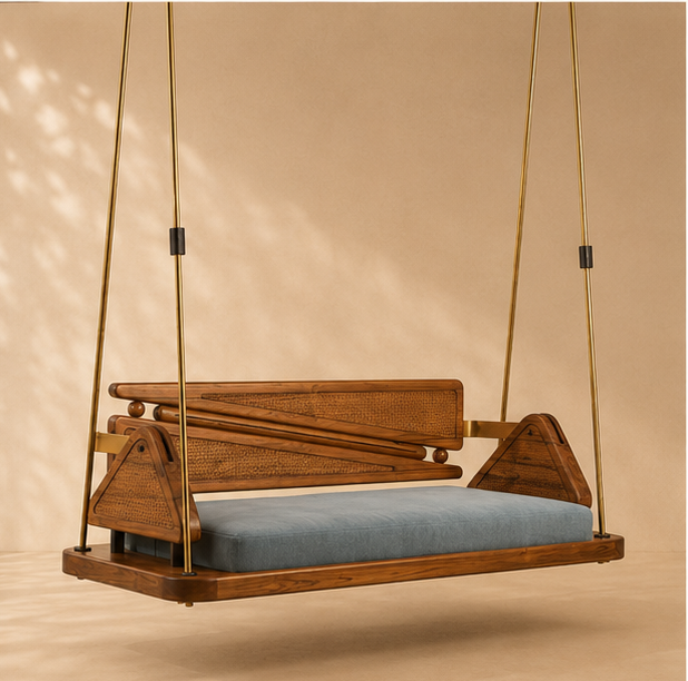 Art Deco Cane & Wood Swing
