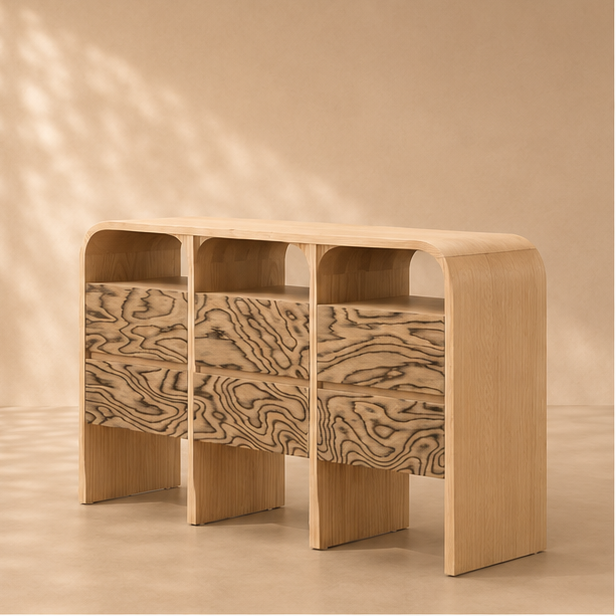 Sculpted Organic Wood Console Table