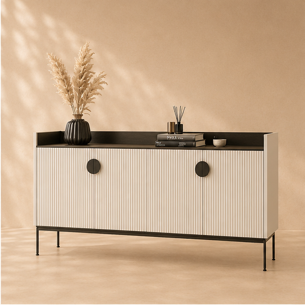 Ribbed wood modern sideboard console