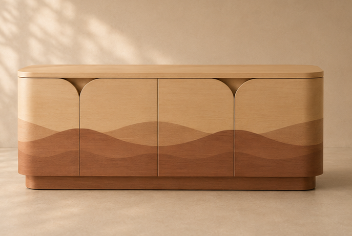 Organic Wave Cabinet Natural Wood